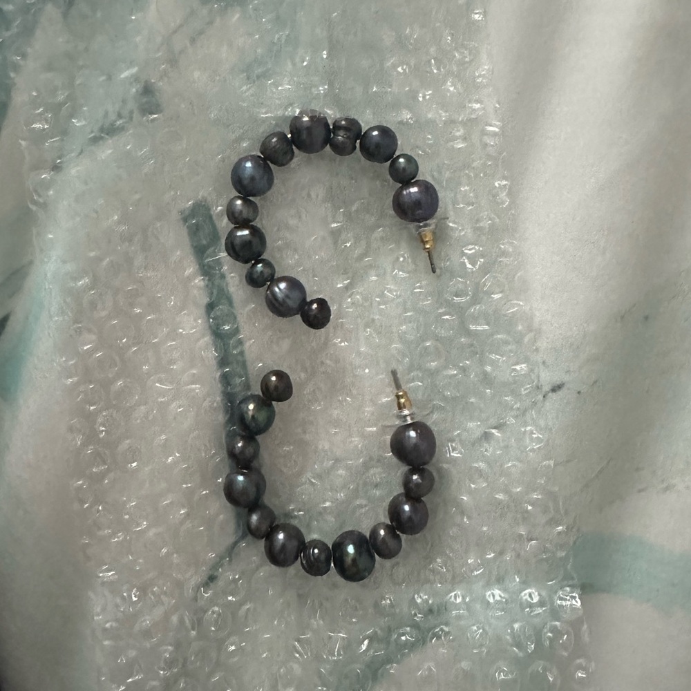 Tuckernuck dark pearl hoop earrings